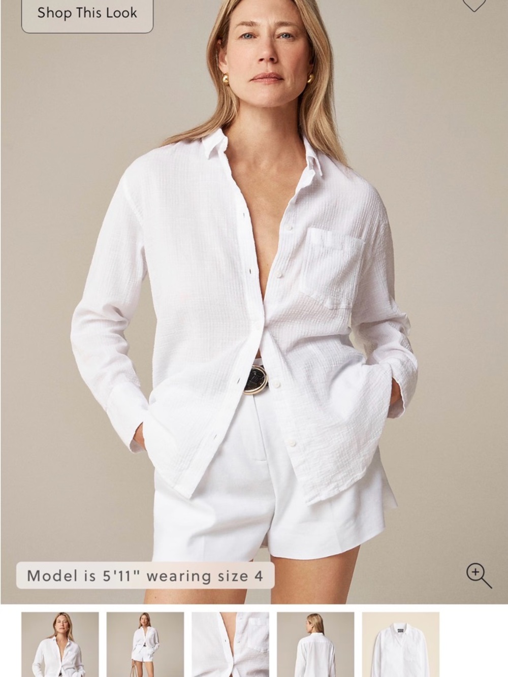 J. Crew White Gauze Button-Down Shirt